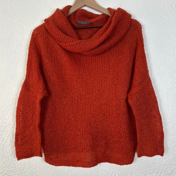 Wooden Ships Burnt Orange Loose Knit Cowl Neck Sweater Size Small Medium - Picture 1 of 4